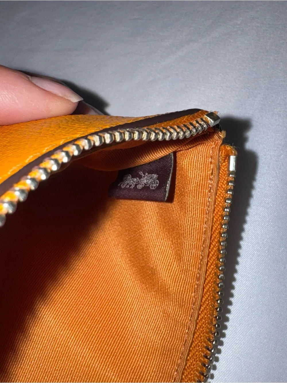 Coach marigold leather Corner Zip Wristlet